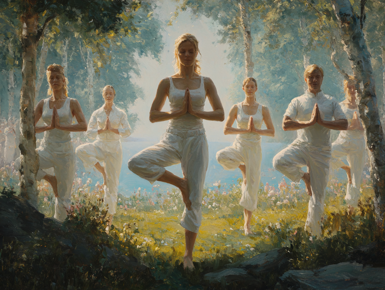 Practică Hatha Yoga în grup cu instrucțiuni personalizate